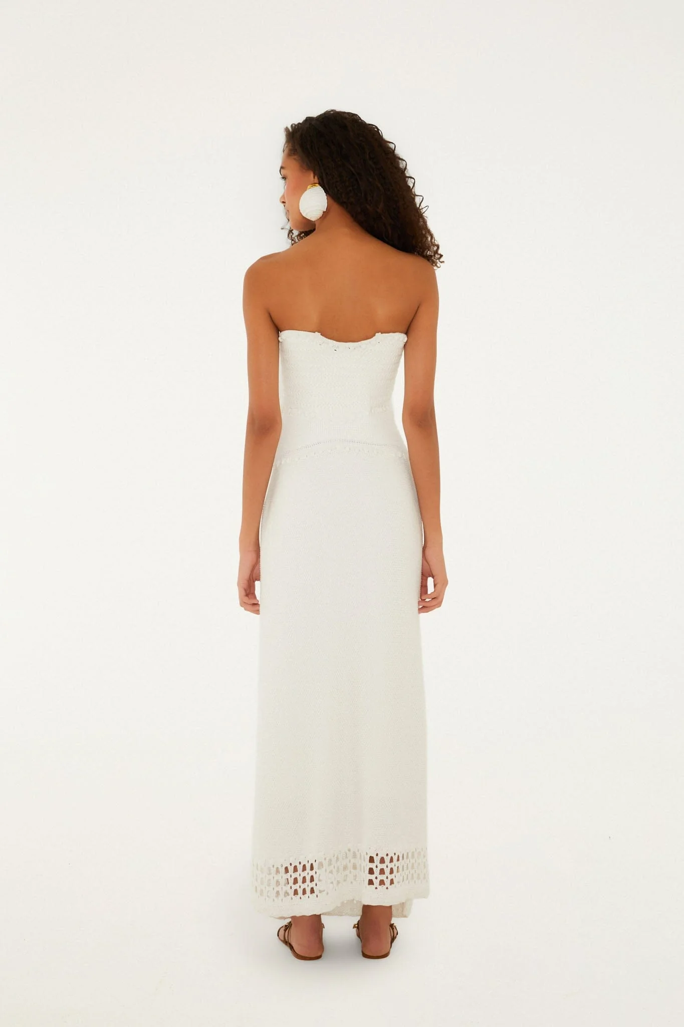 Off-White Palm Tree Strapless Knit Maxi Dress - Image 3