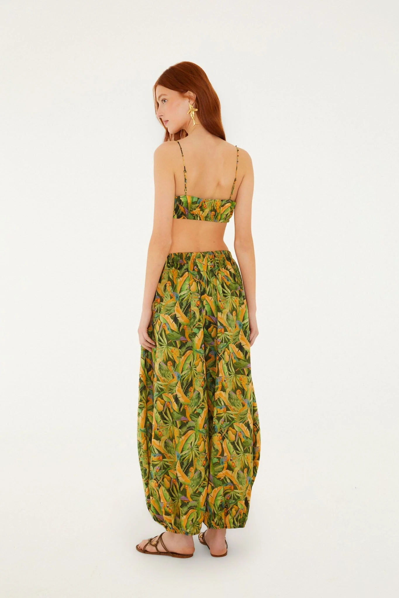 Green Forest Parrots Pockets Balloon Pants - Image 3
