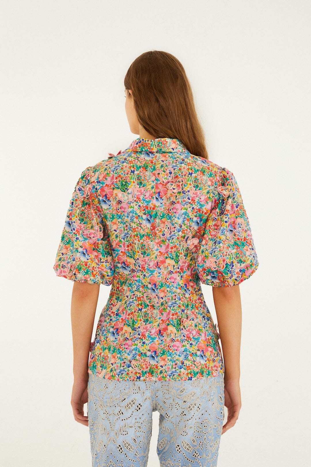 Off-White Peasant Floral Butterflies Blouse - Image 3