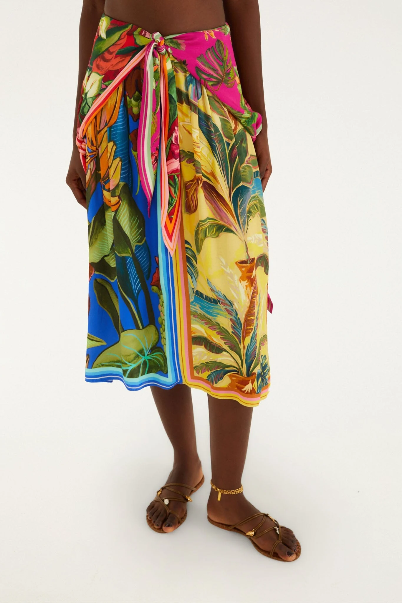 Multicolor Rainbow Summer Mixed Scarves  Midi Skirt - Image 2