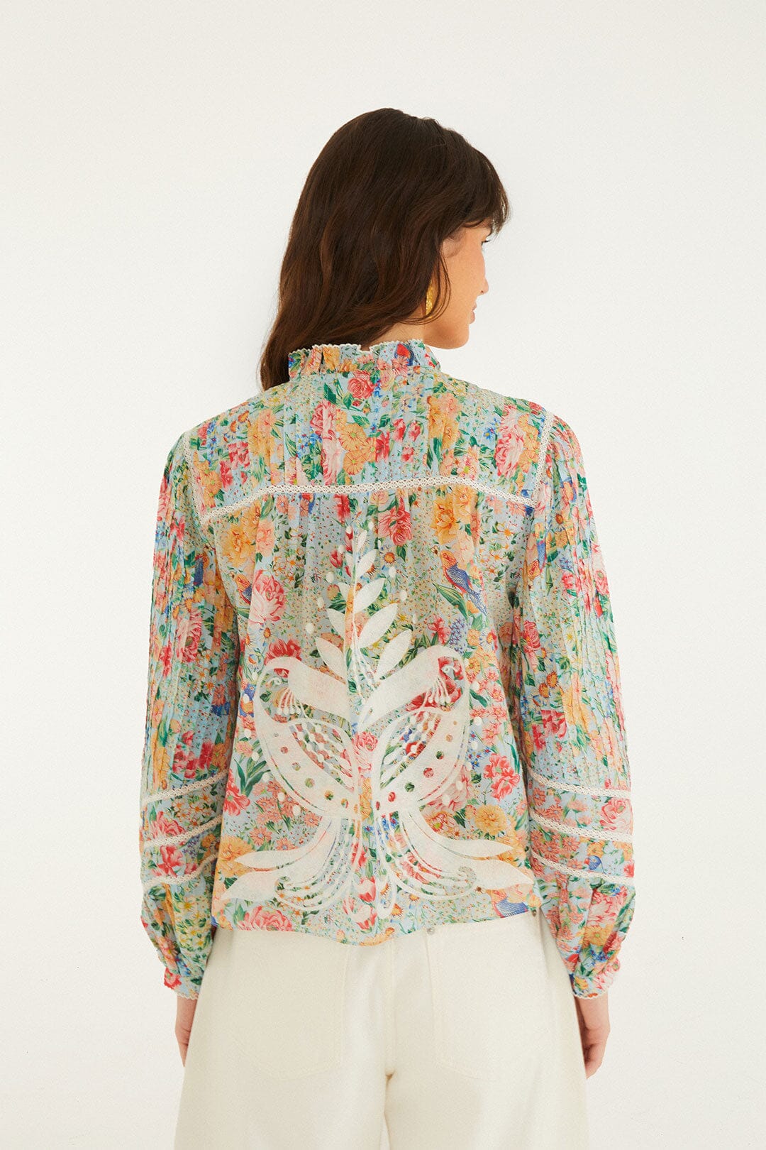 Multicolor Rendeira Cutwork Long Sleeve Blouse - Image 3