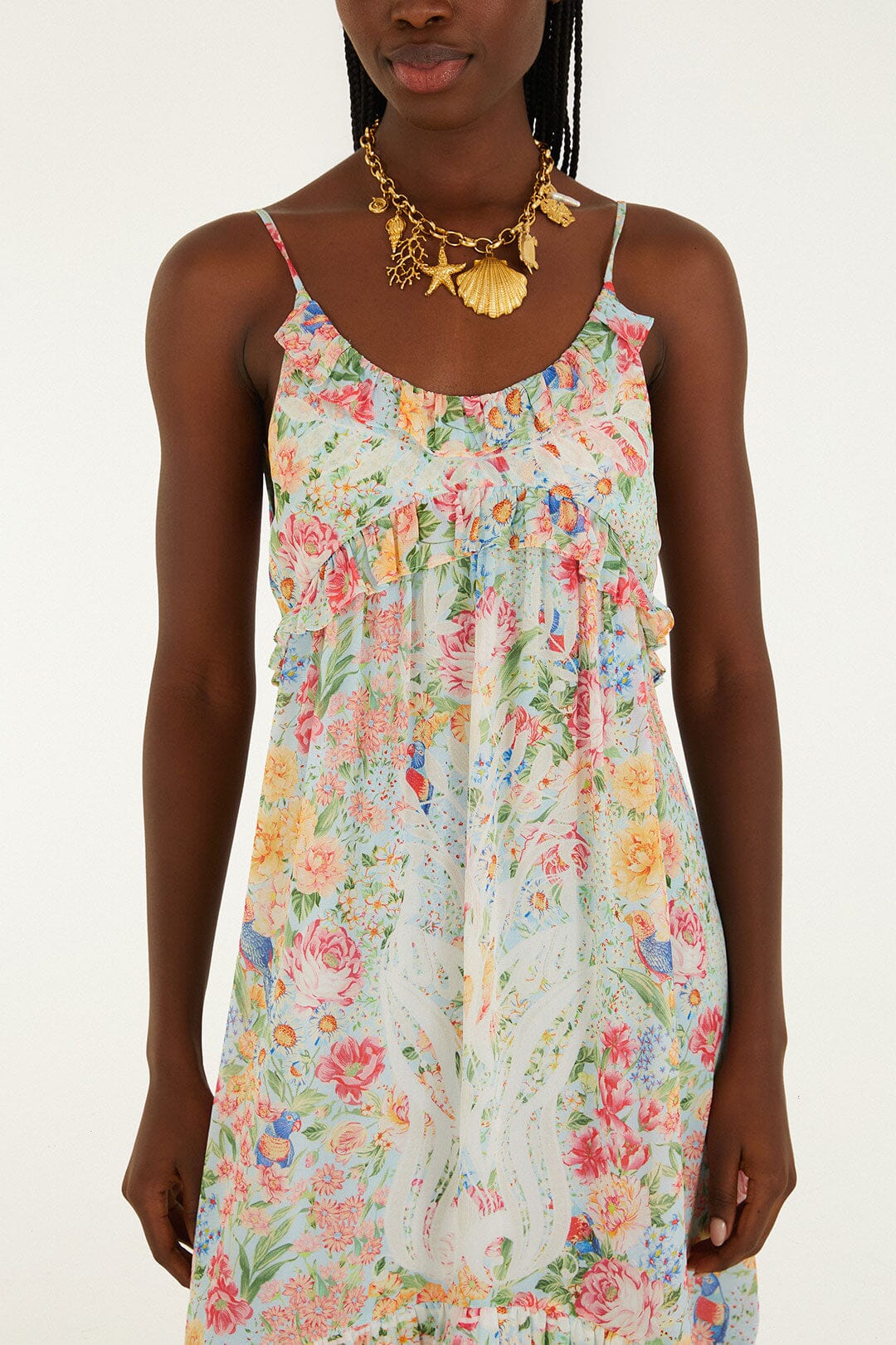 Multicolor Rendeira Ruffled Sleeveless Maxi Dress - Image 4