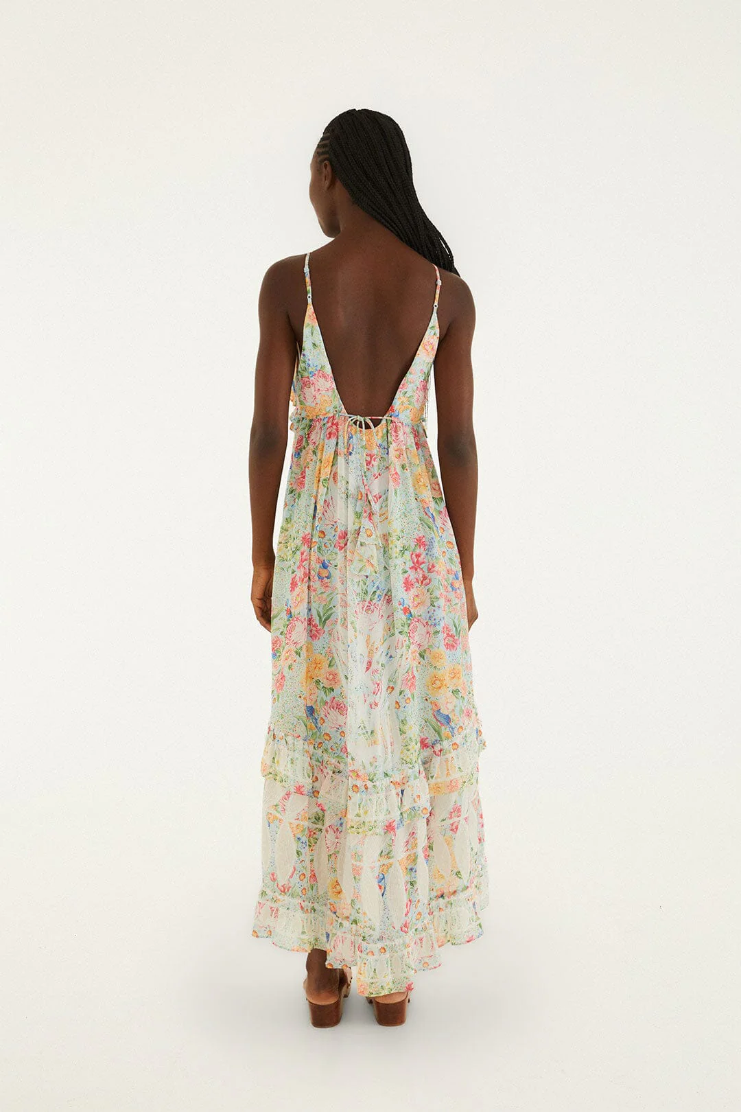 Multicolor Rendeira Ruffled Sleeveless Maxi Dress - Image 5