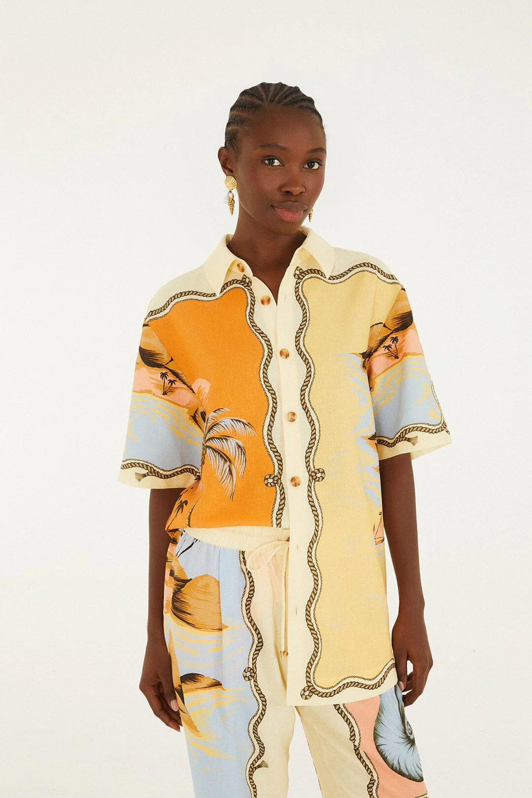 Multicolor Rio Souvenir Mixed Scarf Shirt