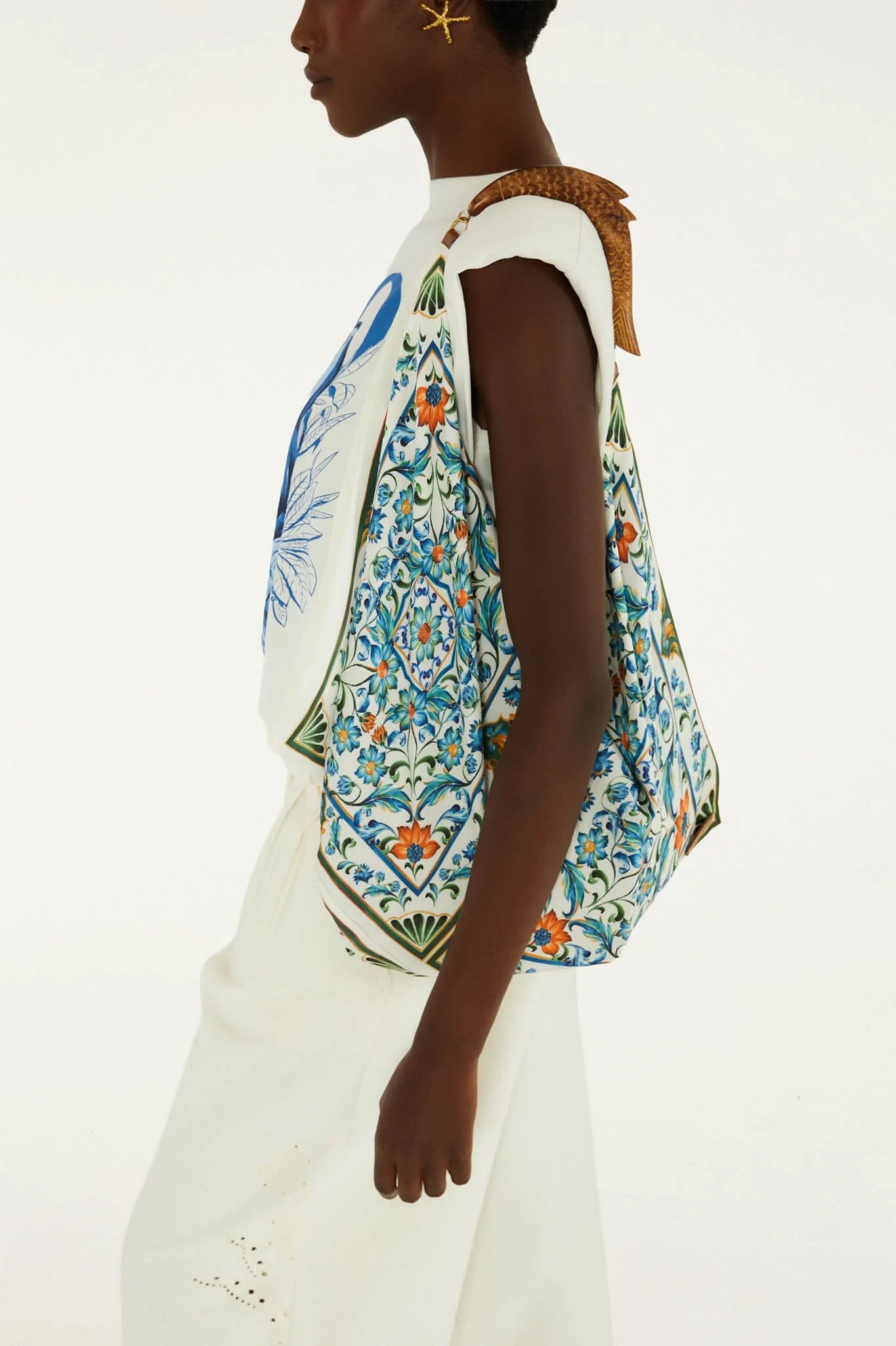 Off-White Flowers Satin Medium Scarf Bag - Image 2
