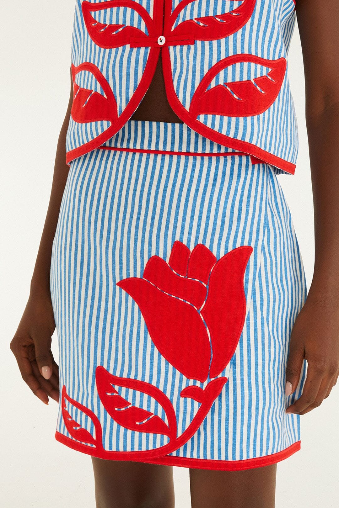 Sky Stripes Blue Mini Skirt - Image 2