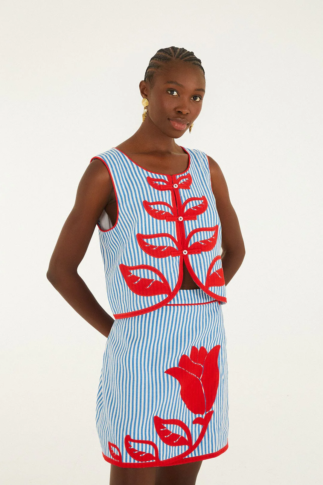 Sky Stripes Blue Mini Skirt - Image 4