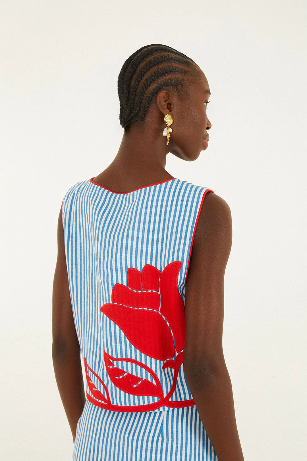 Sky Stripes Blue Sleeveless Crop Top - Image 3