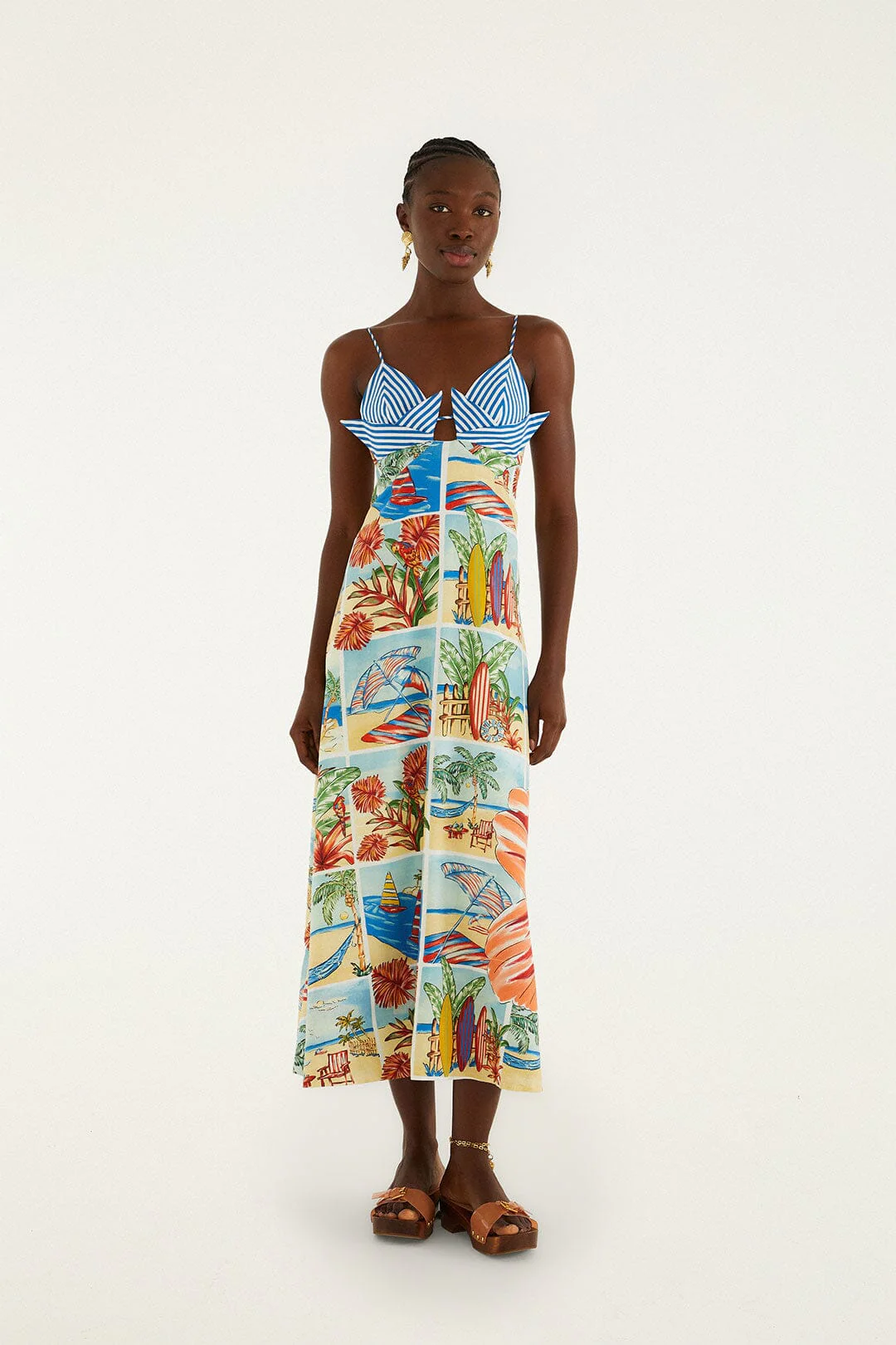 Multicolor Summer Diary Paper Boat Maxi Dress