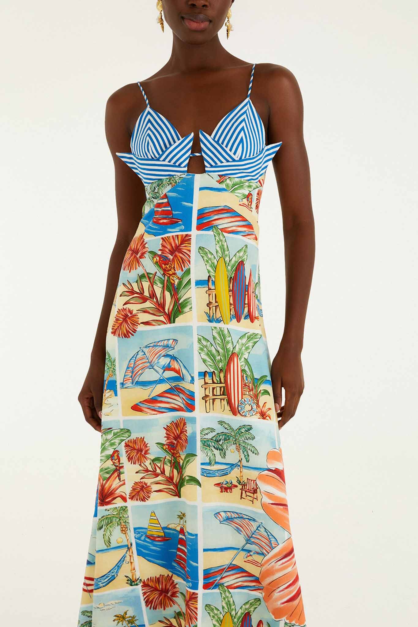 Multicolor Summer Diary Paper Boat Maxi Dress - Image 2