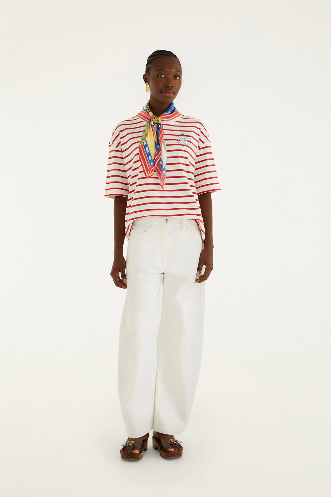 Red Summer In The Tropics Stripes T-Shirt & Scarf - Image 4