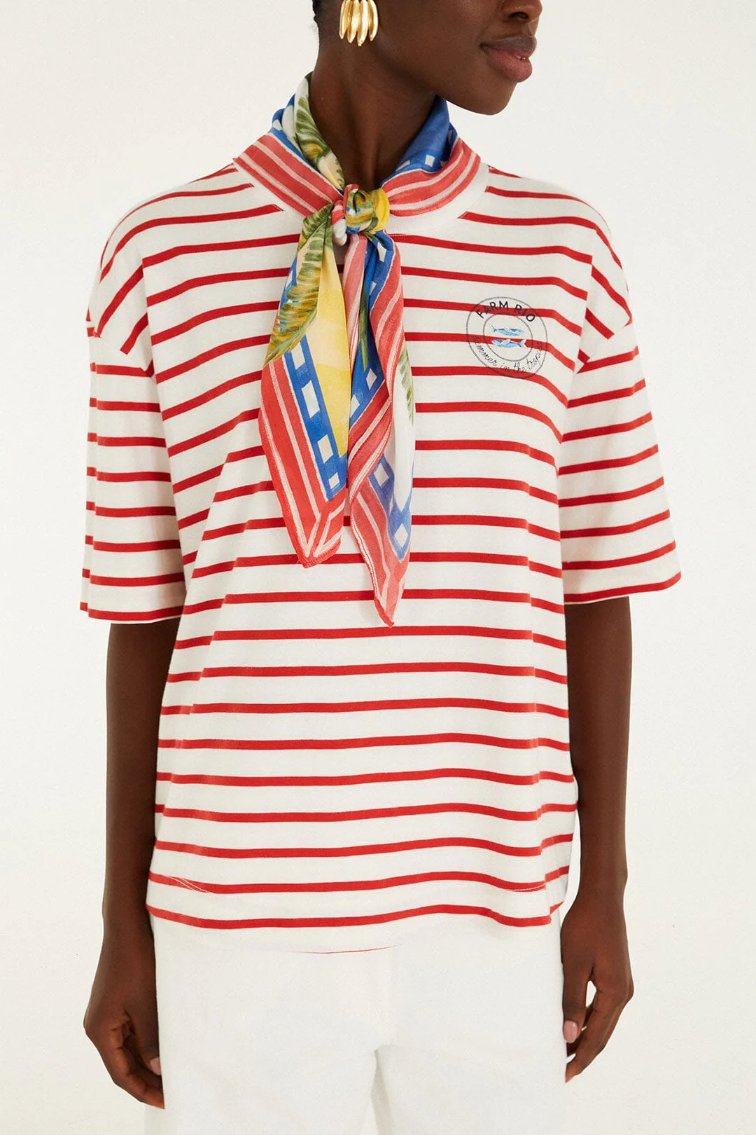 Red Summer In The Tropics Stripes T-Shirt & Scarf - Image 6