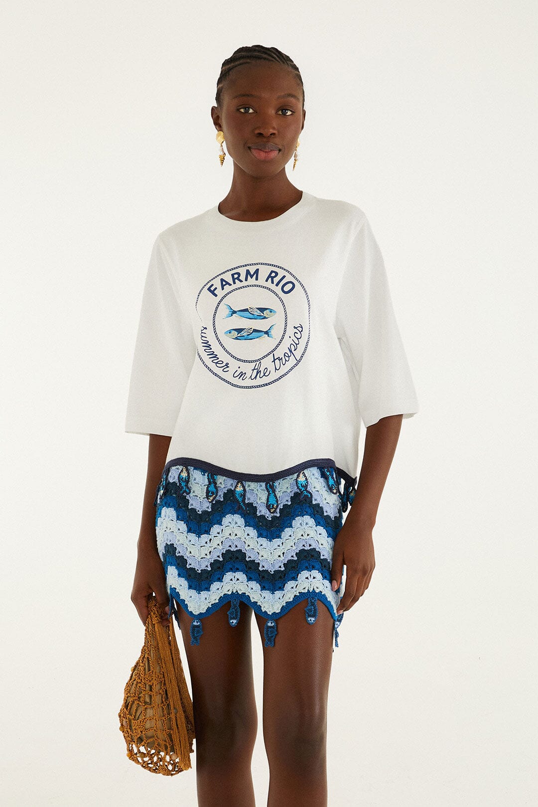 Off-White Summer In The Tropics Crochet Hem T-Shirt - Image 3