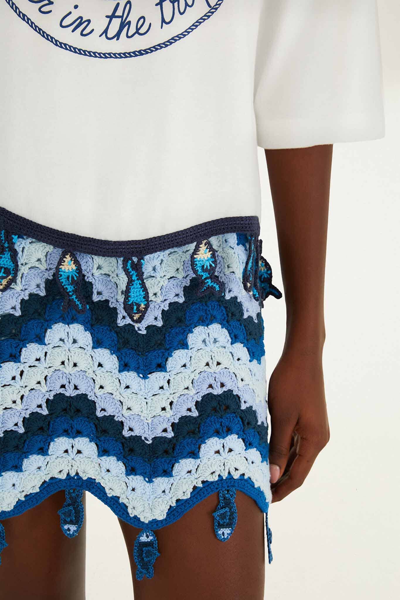 Off-White Summer In The Tropics Crochet Hem T-Shirt - Image 5