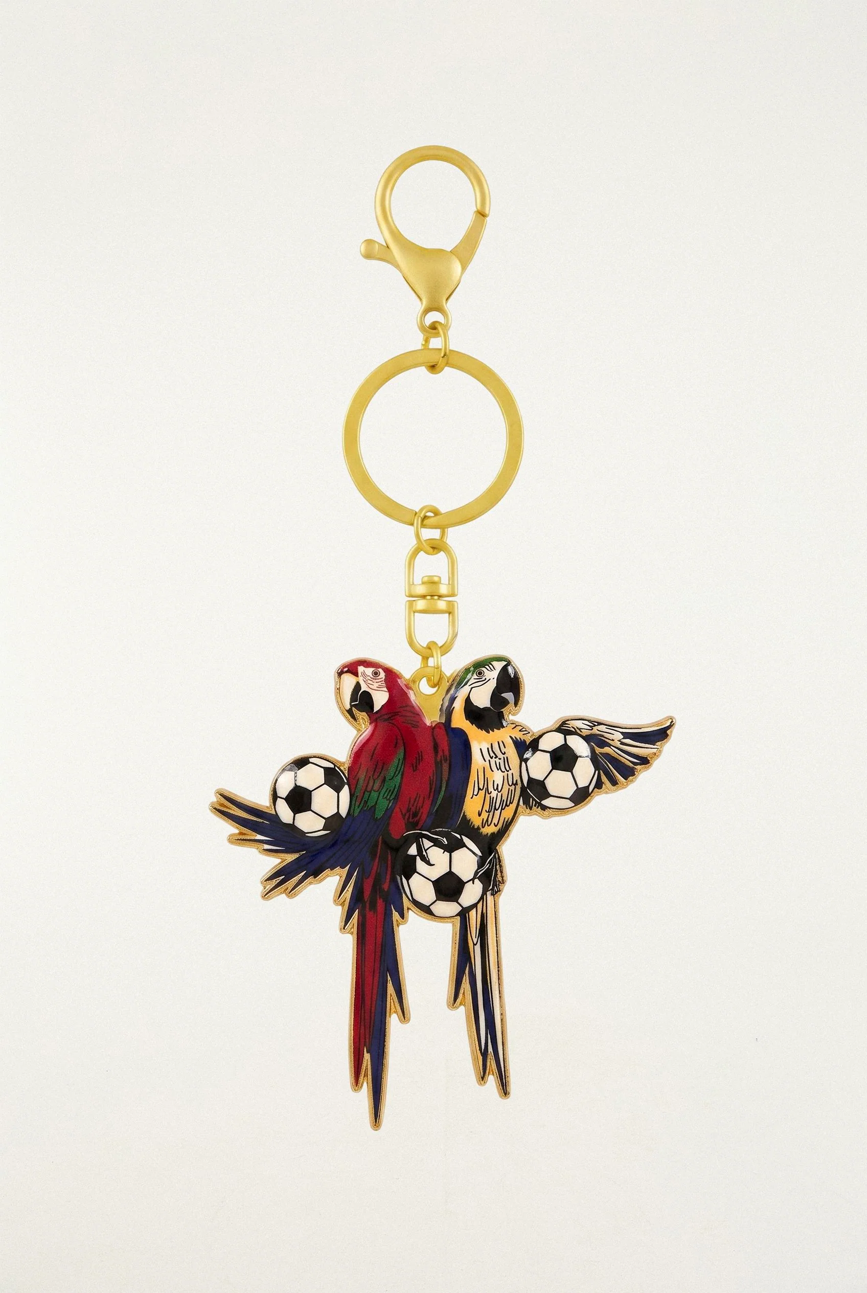 Multicolor Golden Together We Play Macaws Keychain