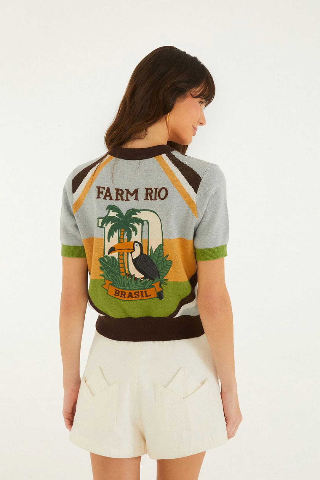 Multicolor Toucan Short Sleeve Knit Top - Image 3