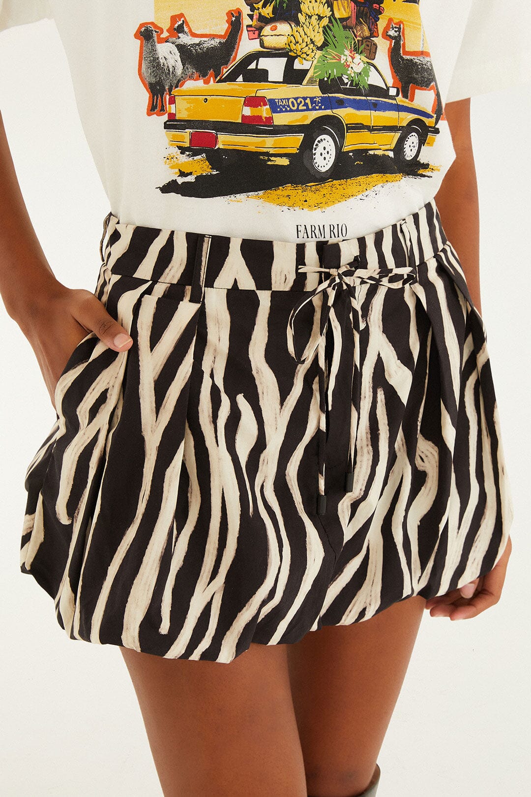 Black Tropical Zebra Mini Skirt - Image 3