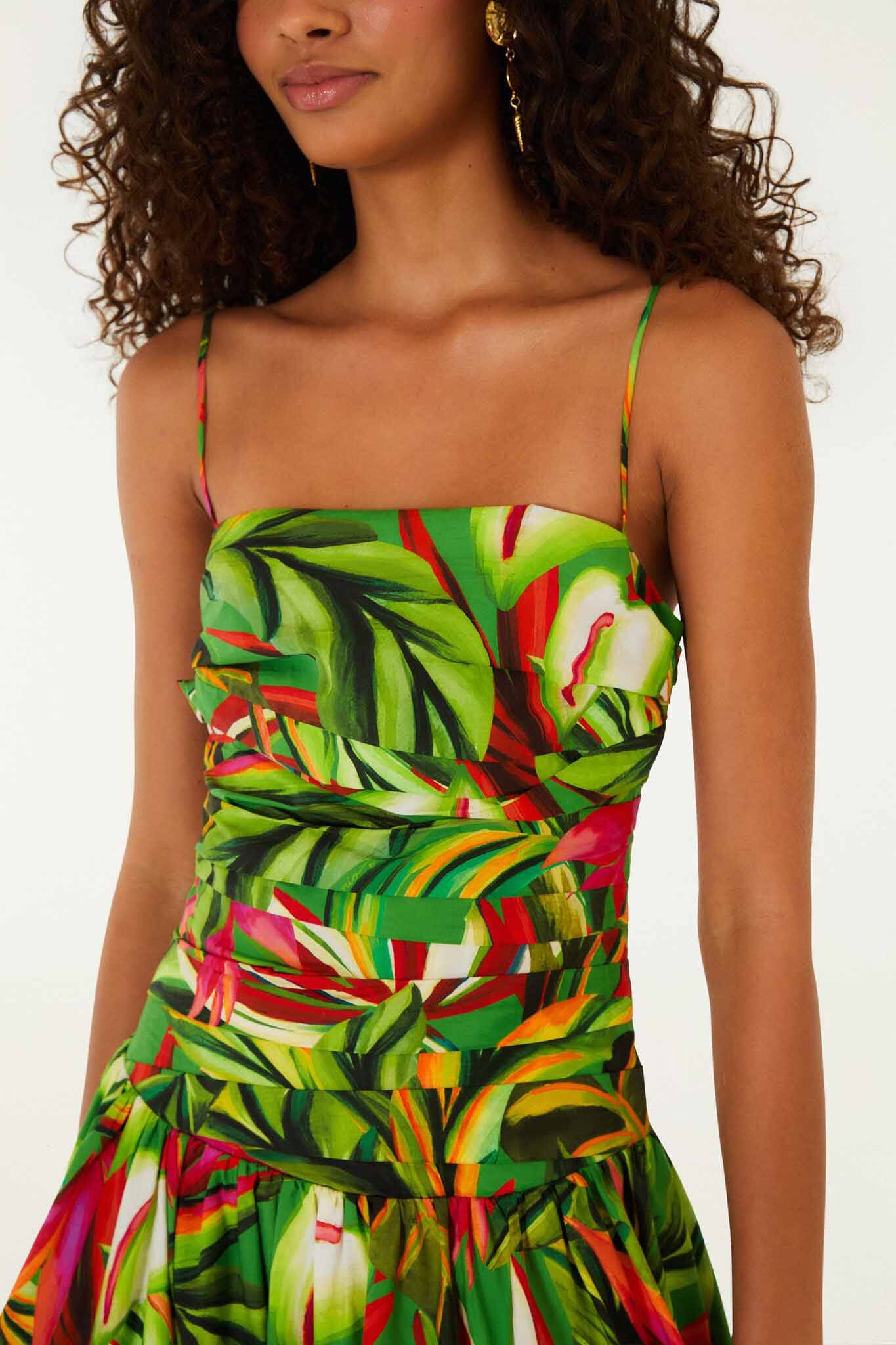 Green Tropical Dream Draped Maxi Dress - Image 4