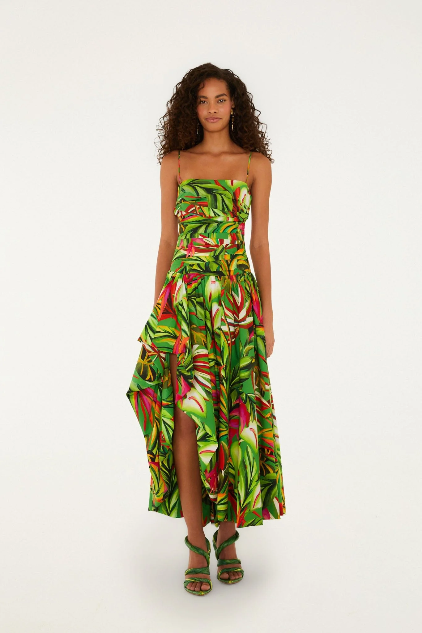 Green Tropical Dream Draped Maxi Dress - Image 5