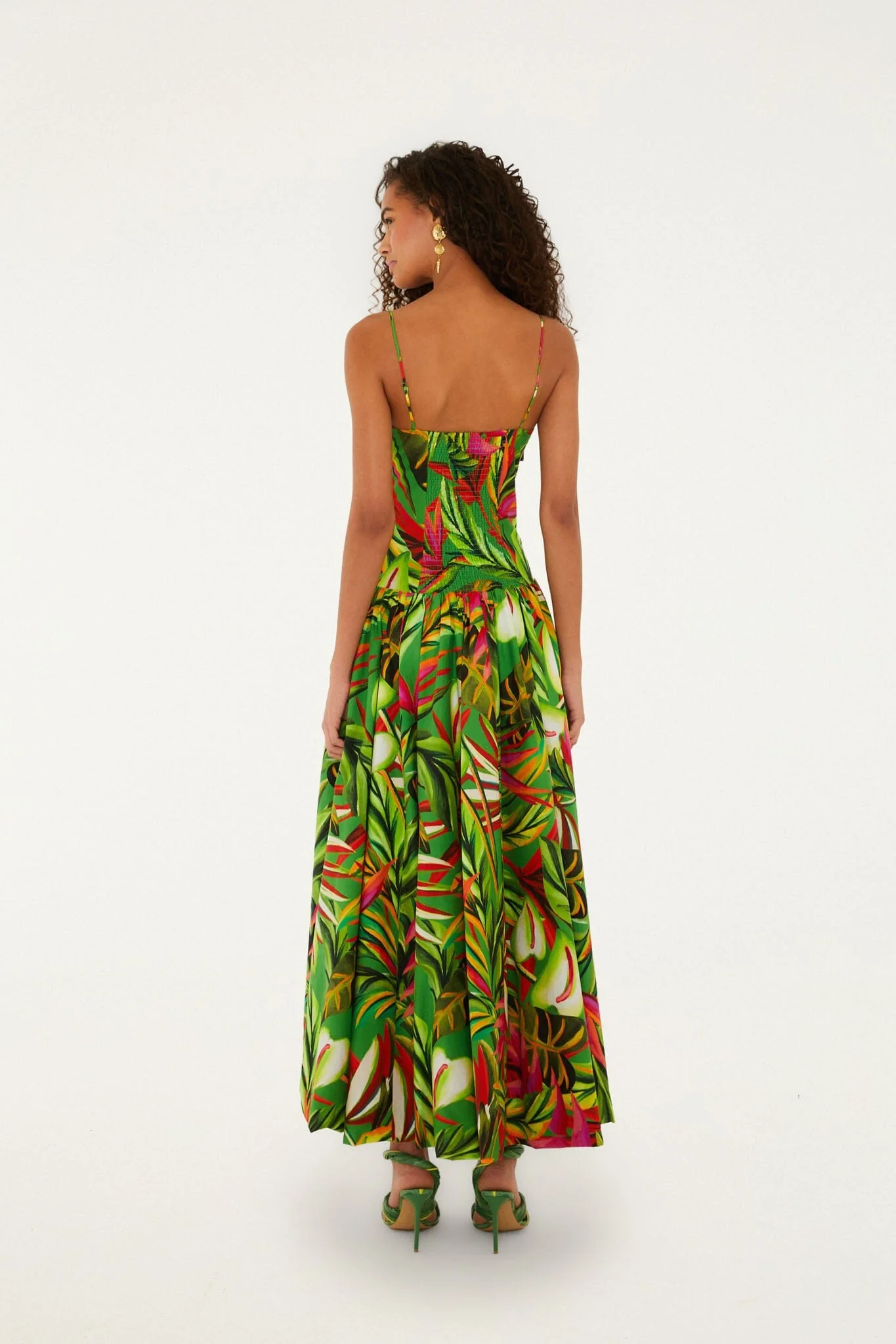 Green Tropical Dream Draped Maxi Dress - Image 6