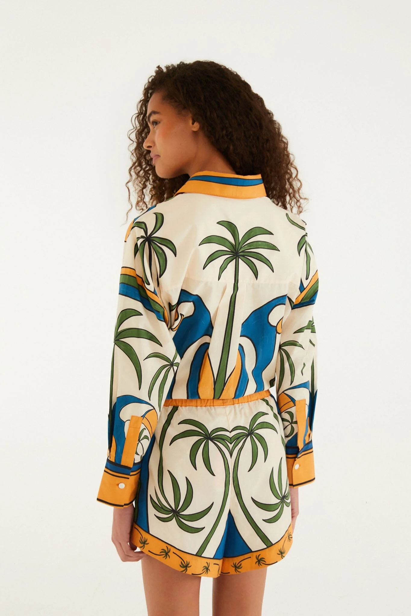 Multicolor Tropical Graphic Drawstring Pockets Shorts - Image 3