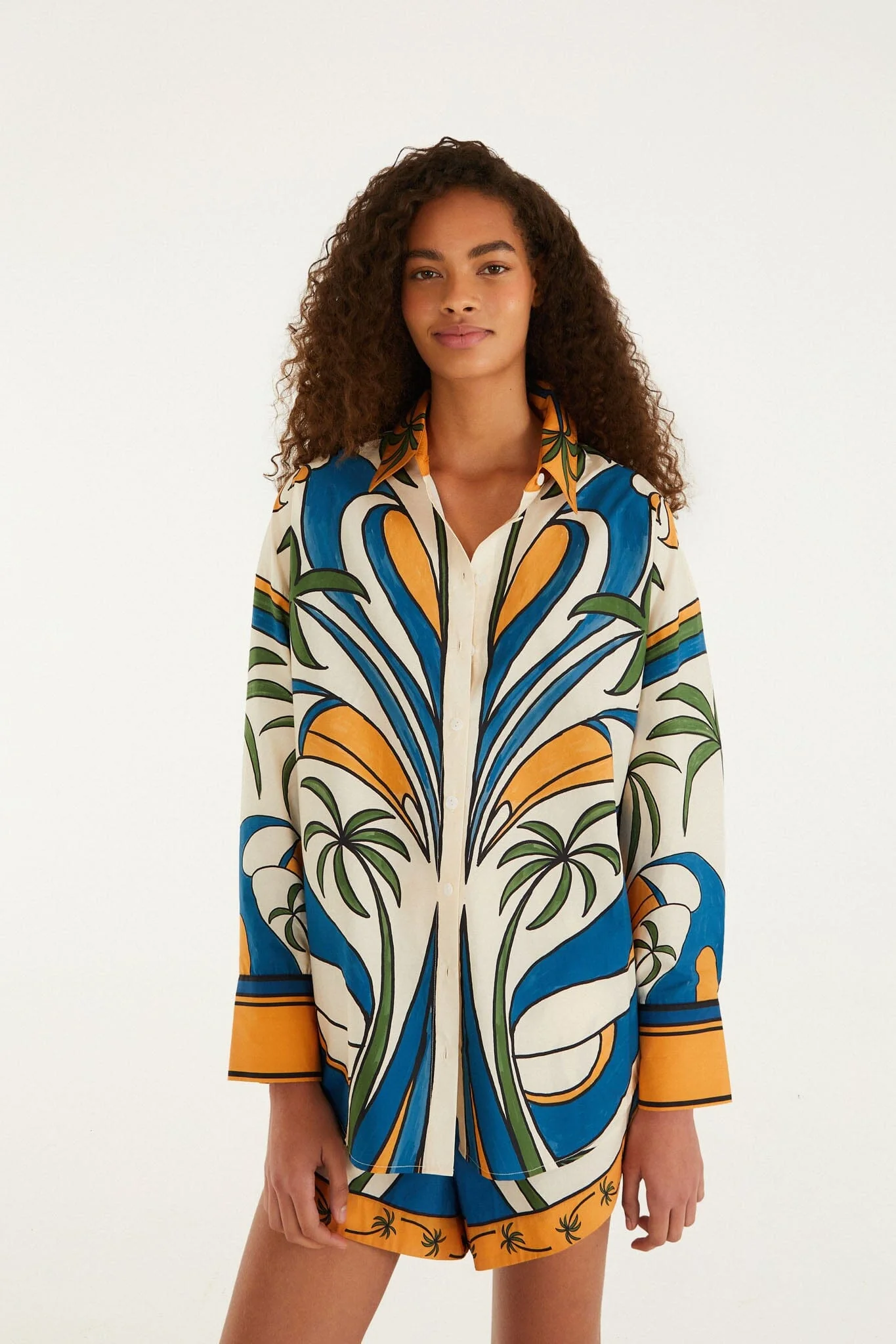 Multicolor Tropical Graphic Drawstring Pockets Shorts - Image 4