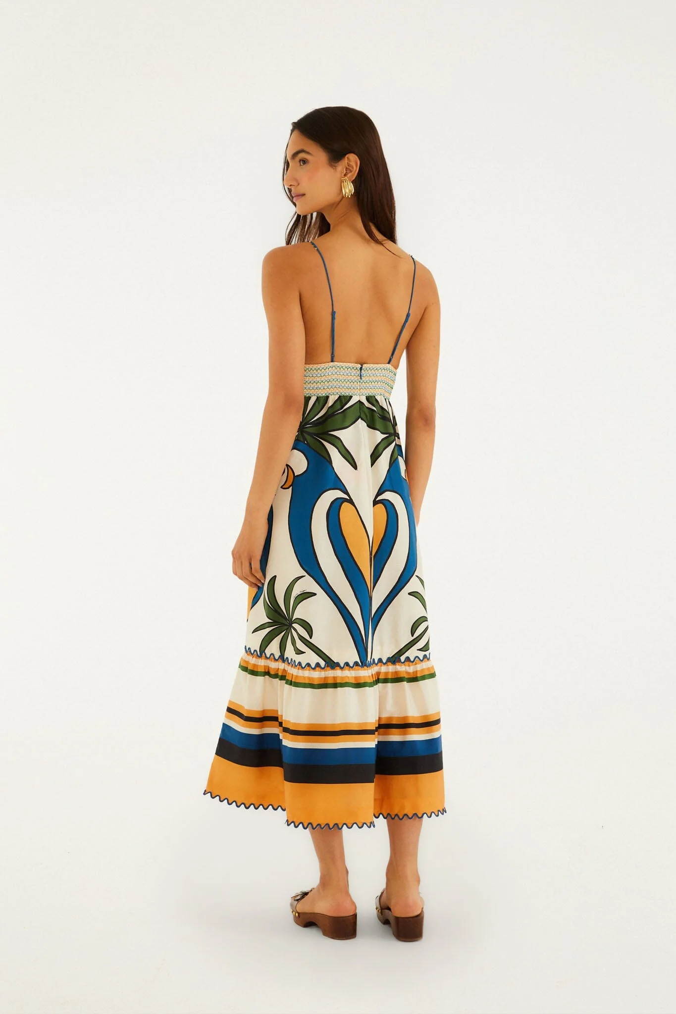Multicolor Tropical Graphic Wavy Detail Maxi Dress - Image 3