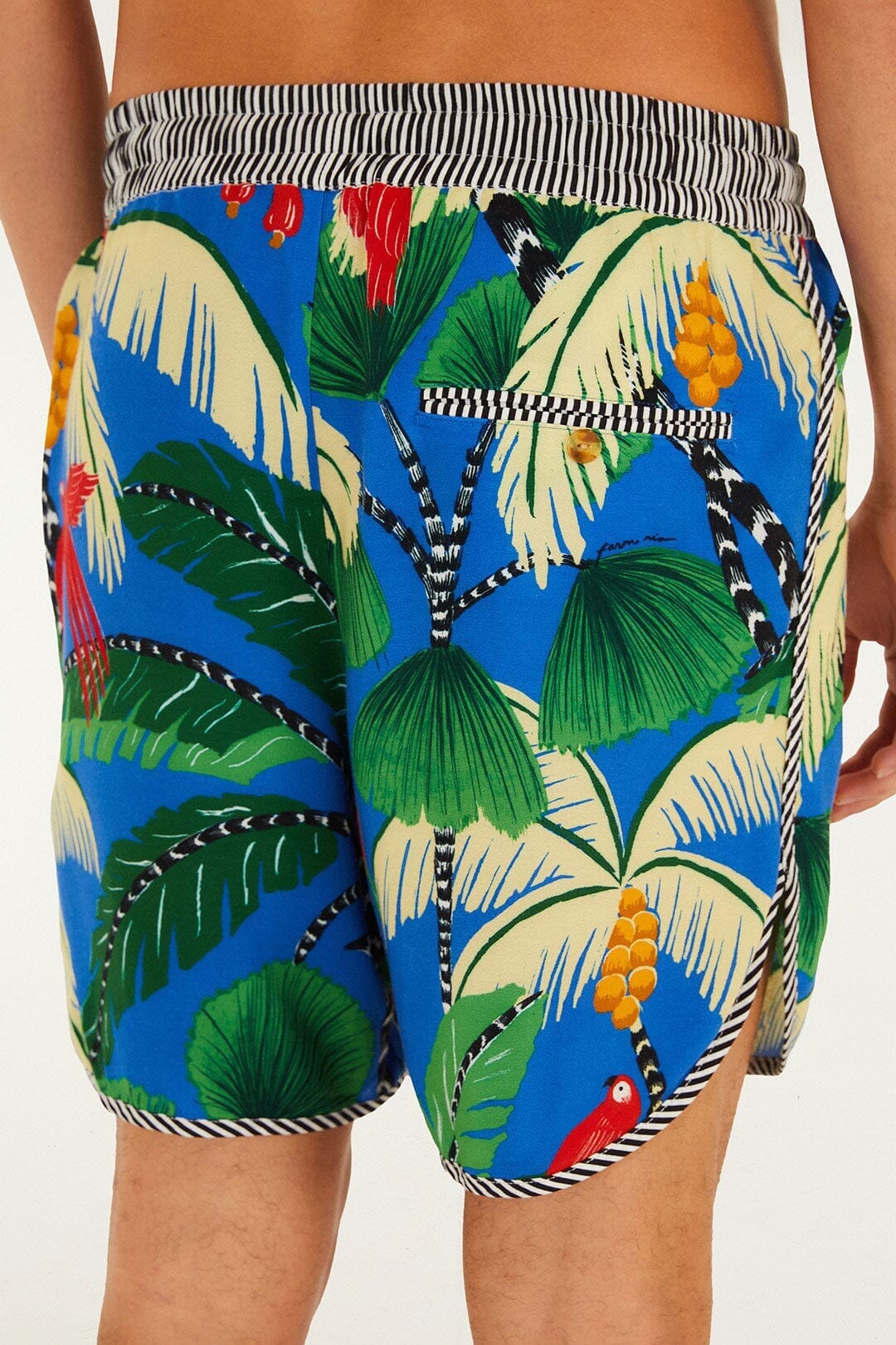 Blue Tropical Island Drawstring Shorts - Image 3