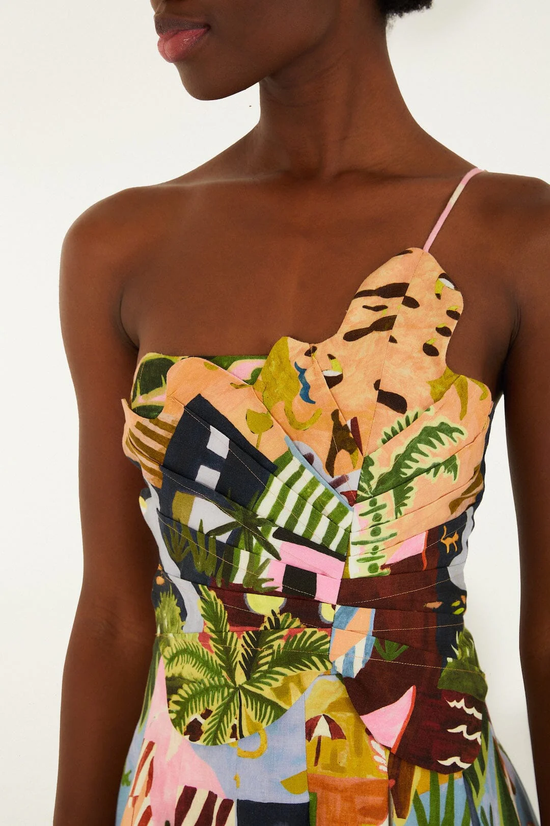 Multicolor Tropical Painting Mini Dress - Image 2