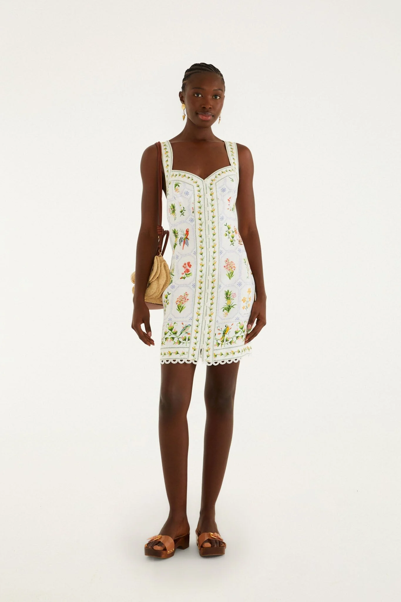 Tropical Porcelain Off-White Mini Dress - Image 2