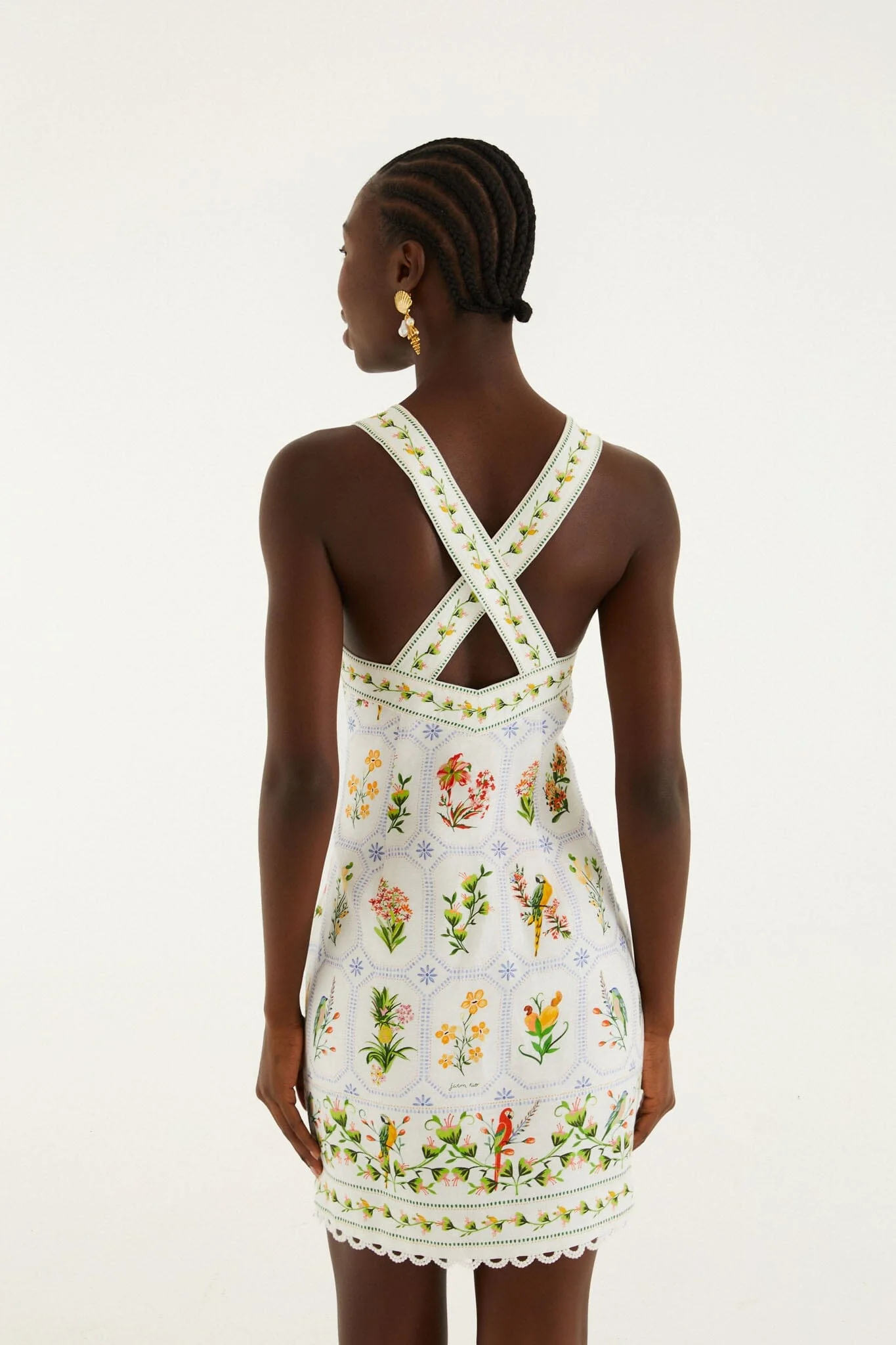 Tropical Porcelain Off-White Mini Dress - Image 3