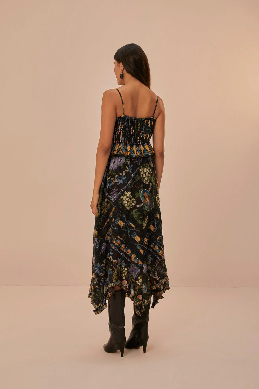 Winter Garden Black Pleated Lace Sleeveless Midi Dress - Image 3