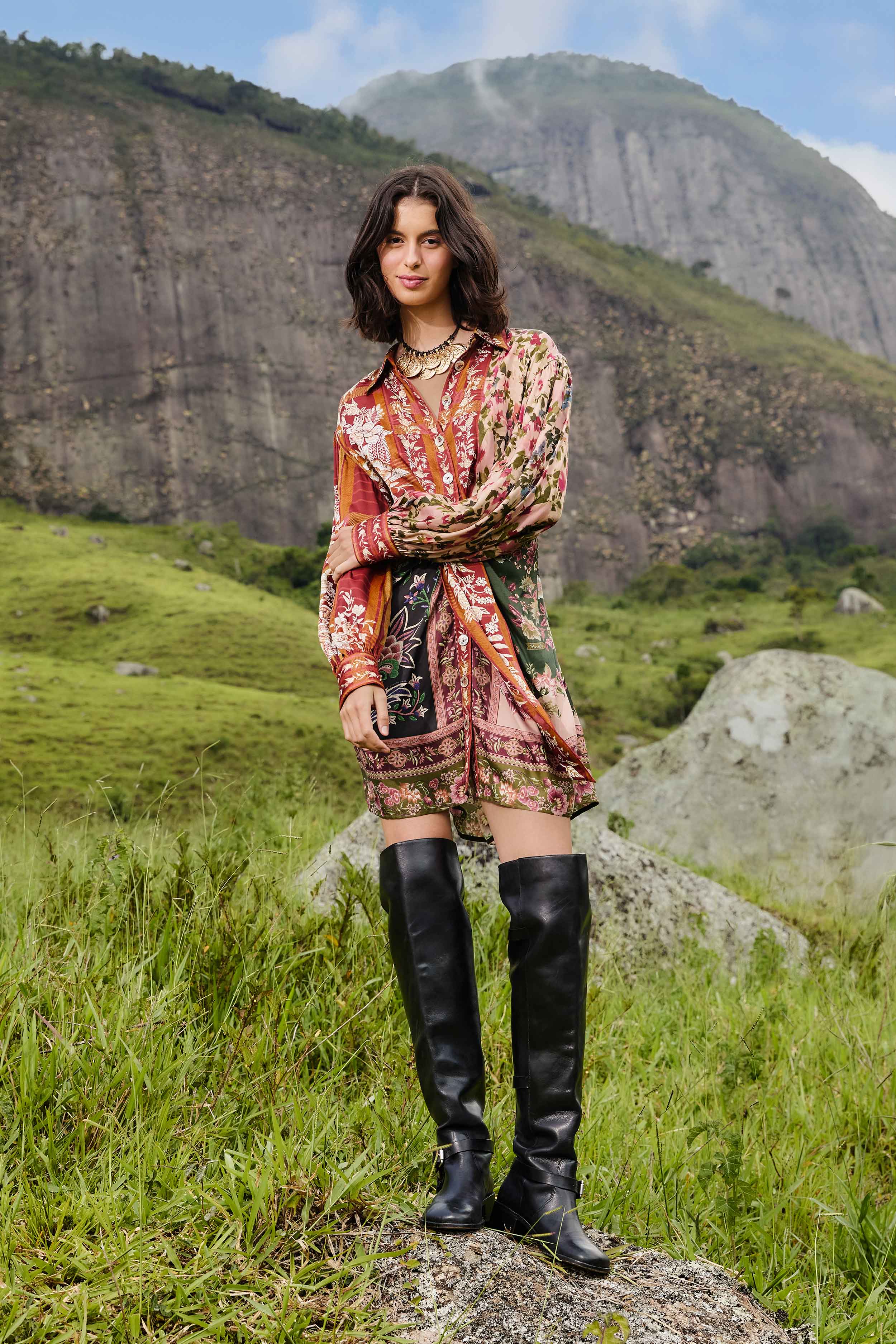 Mixed Winter Garden Viscose Mini Dress