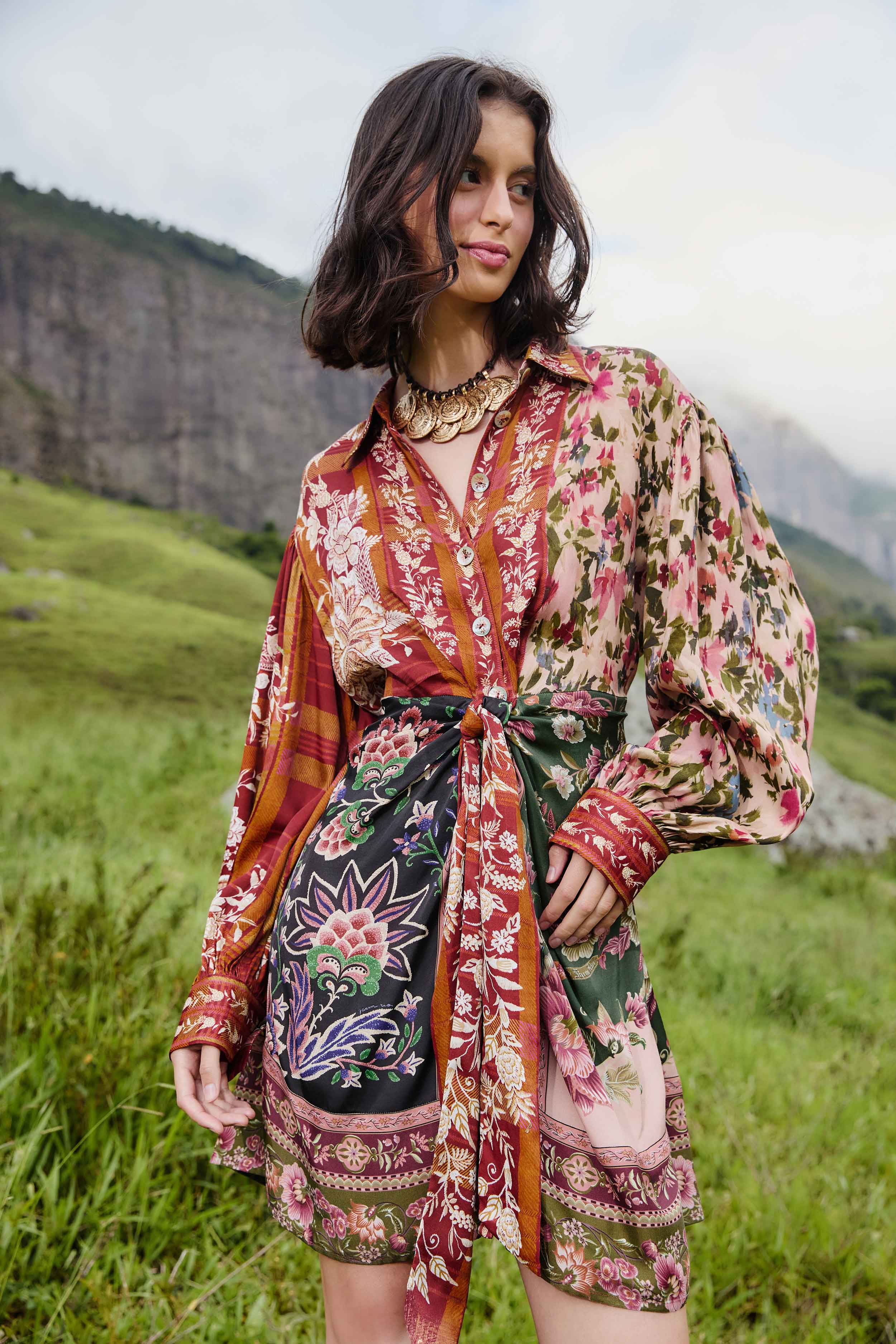 Mixed Winter Garden Viscose Mini Dress - Image 4